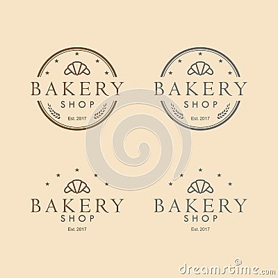 Bakery Logo Round Design Vintage Vector Illustration