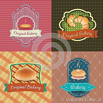 Bakery Logo Vintage Retro Labels Vector Illustration