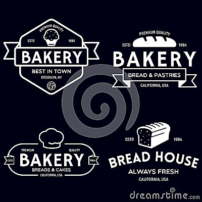 Bakery logotypes set. Bakery vintage design elements, logos, badges, labels, icons and objects. Bread house Vector Illustration