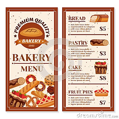 Bakery Menu Design Vector Illustration