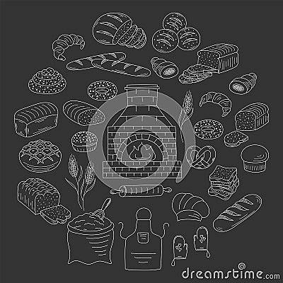 Bakery and pastry collection doodle vector illustration Vector Illustration