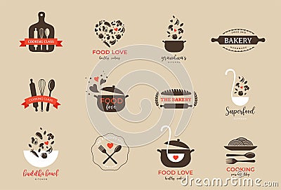 Bakery, pastry shop, food and cooking logo and branding. Healthy, vegan and vegetarian food concept design Vector Illustration