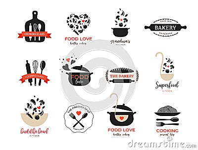 Bakery, pastry shop, food and cooking logo and branding. Healthy, vegan and vegetarian food concept design Vector Illustration