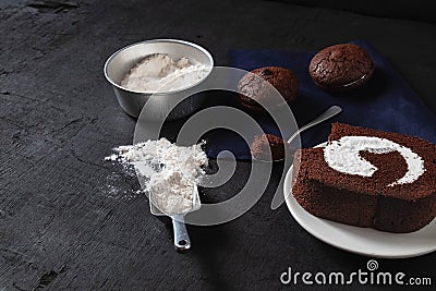 Bakery prepare for make Chocolate brownie cake Stock Photo