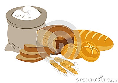 Bakery Products Food Collection. Bakery and Bread Logo. Vector Illustration