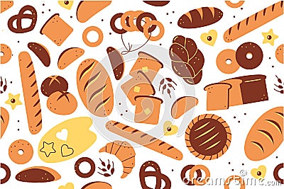 Bakery seamless pattern Vector Illustration