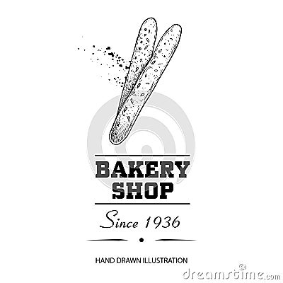 Bakery shop poster. Top view bread sticks grissini. Hand drawn sketch style vector illustration isolated on white background. Idea Vector Illustration