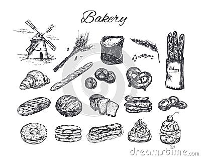 Bakery shop set Vector Illustration