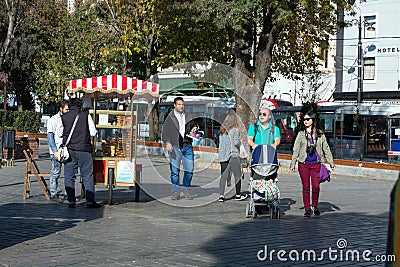 Bakery Street Outlet in Istanbul City and Crowd of Tourists Editorial Stock Photo