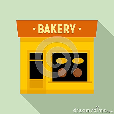 Bakery street shop icon, flat style Vector Illustration