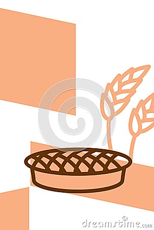 Bakery template design blank, poster. Pie and wheat ears Vector Illustration