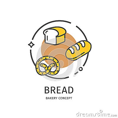 Bakery Thin Line Icon Concept. Vector Vector Illustration