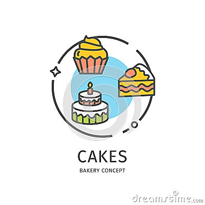 Bakery Thin Line Icon Concept. Vector Vector Illustration