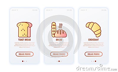 Bakery thin line icons set Vector Illustration