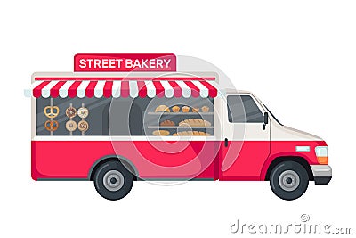 Bakery truck icon in flat style isolated on white background Vector Illustration