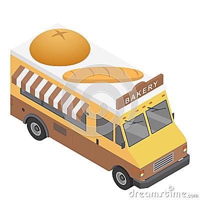 Bakery truck icon, isometric style Vector Illustration