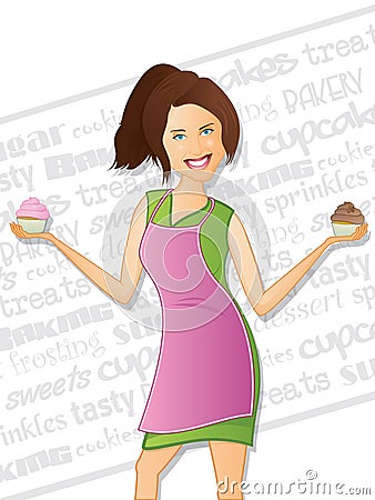 Bakery Woman Vector Illustration