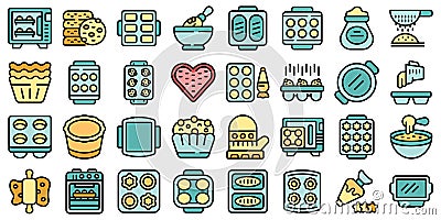 Bakeware icons set vector color flat Vector Illustration