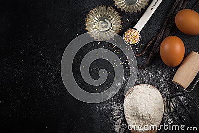 Baking background with ingredients with copy space Stock Photo