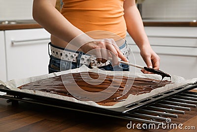 Baking chocolate cake Stock Photo