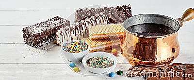 Baking with chocolate panorama banner Stock Photo