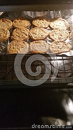 Baking Cookies in Oven Stock Photo