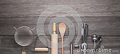 Baking Cooking Wood Background Stock Photo