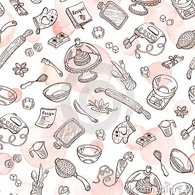 Baking doodle background Vector Illustration