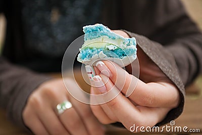 Coffee, sweets and girl Stock Photo