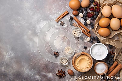Baking Ingredients Assortment on Marble Background Stock Photo