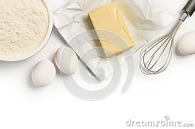 Baking ingredients isolated on white background Stock Photo