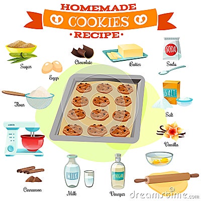 Baking Ingredients Recipe Illustration Vector Illustration