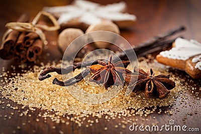 Baking ingredients and spices Stock Photo