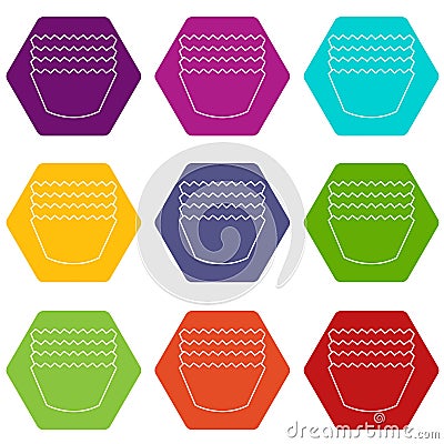 Baking molds icons set 9 vector Vector Illustration