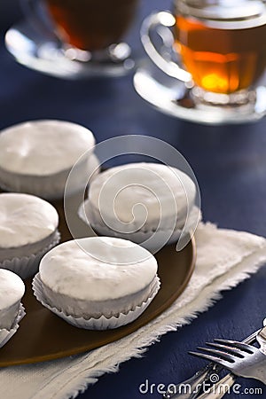 Baking Nevadas, Portuguese Iced Pastries with Ovos Moles Stock Photo