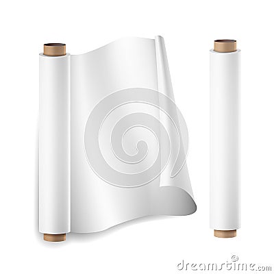 Baking Paper Roll Vector. Close Up Top View. Opened And Closed. Parchment For Baking Culinary. Realistic Illustration Vector Illustration