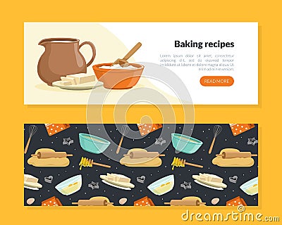 Baking Recipes Landing Page Template, Culinary School, Class, Cooking Recipe, Homemade Food Cartoon Vector Illustration Vector Illustration