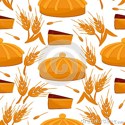 Baking seamless pattern with pies Vector Illustration