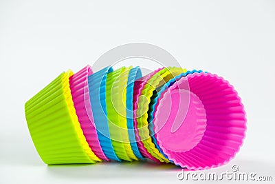 Baking silicone cups for cupcakes or muffins Stock Photo