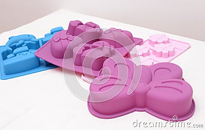 Baking silicone moulds Stock Photo