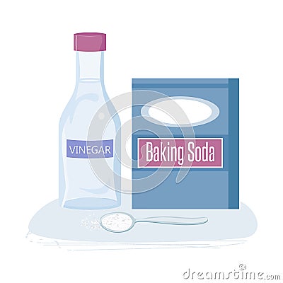 Baking Soda and Vinegar Vector Illustration