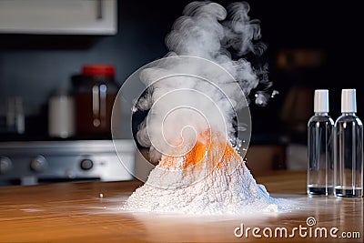 baking soda volcano, ready to erupt with boiling hot lava Stock Photo