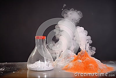 baking soda volcano, ready to erupt with boiling hot lava Stock Photo
