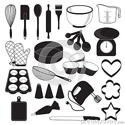 Baking Tool Icons Set Vector Illustration