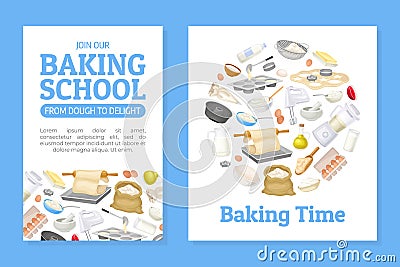 Baking Tool and Ingredients Banner Design Vector Template Vector Illustration