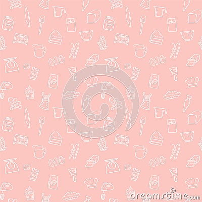 Baking tools seamless pattern background set Vector Illustration