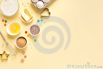 Baking utensils and ingredients Stock Photo