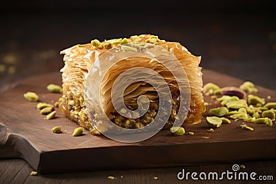 Baklava arabian dessert pistachio. Generate Ai Stock Photo