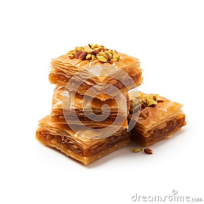 baklava isolated on white background, AI Generative Stock Photo