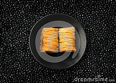 Baklava Set Top View, Ramadan Dessert, Eastern Sweet Filo Pastries, Honey Baklawa, Oriental Desert Stock Photo